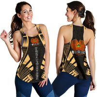 Papua New Guinea Women Racerback Tank - Polynesian Tattoo Gold - Polynesian Pride