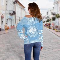 Federated States of Micronesia Polynesian Chief Custom Personalised Women's Off Shoulder Sweater - Flag Version - Polynesian Pride