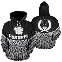 Pohnpei Polynesian Hoodie Black Pride Map nd Seal Unisex Black - Polynesian Pride