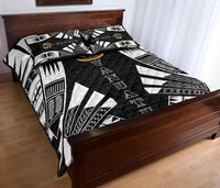 Vanuatu Quilt Bed Set - Vanuatu Coat Of Arms White Tattoo Style - Polynesian Pride