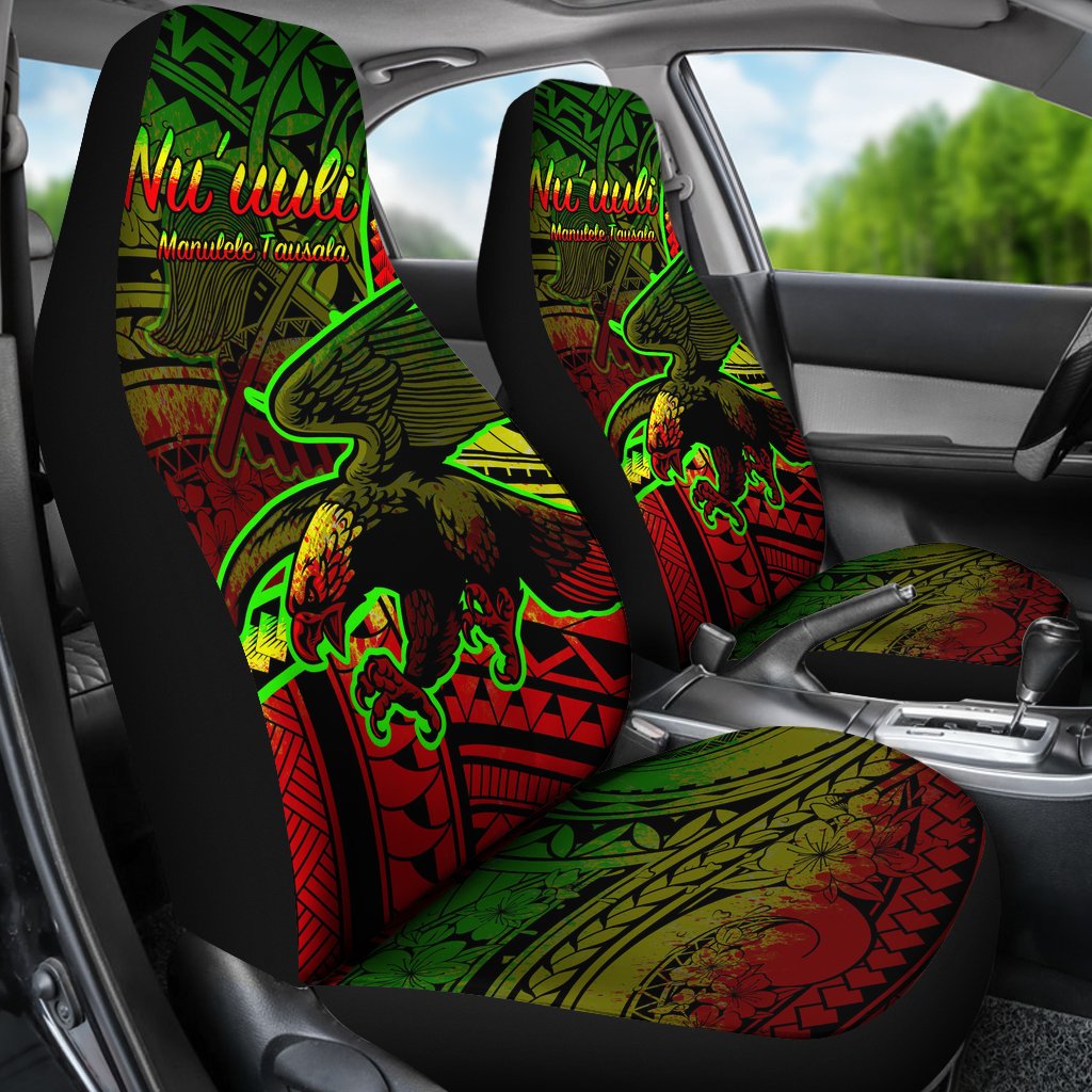 American Samoa Car Seat Covers - Nu'uuli Reggae Polynesian Patterns Universal Fit Black - Polynesian Pride