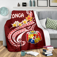 Tonga Premium Blanket - Tonga Coat Of Arms With Polynesian Patterns - Polynesian Pride