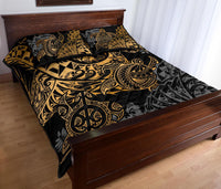 Tonga Polynesian Quilt Bed Set - Gold Turtle Flowing - Polynesian Pride