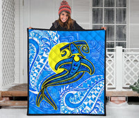 Palau Polynesian Premium Quilt - Palau Flag with Polynesian Tattoo - Polynesian Pride