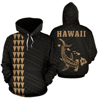 Hawaii Kakau Polynesian Gold Hammerhead Shark Hoodie Unisex Gold - Polynesian Pride