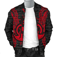 Vanuatu Polynesian Men's Bomber Jacket Map Red - Polynesian Pride