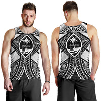 Guam Polynesian Men's Tank Top - Guam White Seal with Polynesian Tattoo Ver 01 White - Polynesian Pride