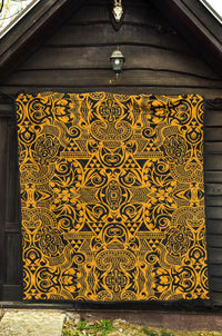 Polynesian Premium Quilt Yellow Black - Polynesian Pride