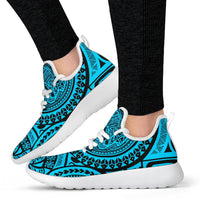 American Samoa Polynesian Tattoo Mesh Knit Sneakers Blue - Polynesian Pride