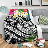 Tahiti Polynesian Premium Blanket - Summer Plumeria (Black) - Polynesian Pride