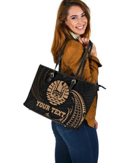 Tahiti Polynesian Custom Personalised Leather Tote Bag - Gold Tribal Wave - Polynesian Pride