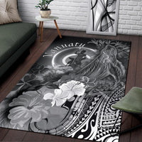 Vanuatu Area Rug - Humpback Whale with Tropical Flowers (White) - Polynesian Pride