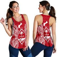 Guam Polynesian Women Tank Top Map Red White - Polynesian Pride