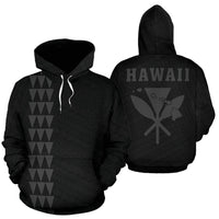 Polynesian Kakau Kanaka Map of Hawaii Hoodie Grey Unisex Grey - Polynesian Pride
