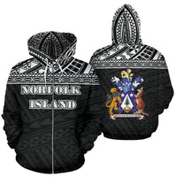 Norfolk All Over Zip up Hoodie Polynesian Black Version Unisex White - Polynesian Pride