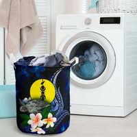 New Caledonia Polynesian Laundry Basket - Turtle With Plumeria Flowers - Polynesian Pride
