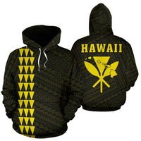 Polynesian Kakau Kanaka Map of Hawaii Hoodie Yellow Unisex Yellow - Polynesian Pride