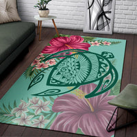 Hawaii Turtle Hibiscus Plumeria Rug - Hug Style - Polynesian Pride