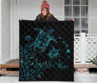 Hawaii Turtle Ohana Paua Shell Premium Quilt - Polynesian Pride