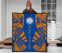 Marshall Islands Premium Quilt - Marshall Islands Seal Polynesian Orange Tattoo - Polynesian Pride