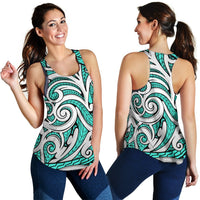 Polynesian Maori Ethnic Ornament Turquoise Women's Racerback Tank Top - Polynesian Pride