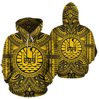 Tahiti ll Over Hoodie Tahiti Coat of rms Polynesian Gold Black - Polynesian Pride