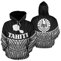 Tahiti Polynesian Hoodie Black Pride Map nd Seal Unisex Black - Polynesian Pride