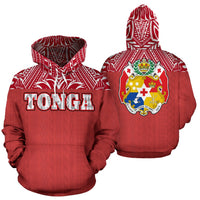 Tonga All Over Hoodie Polynesian Hoodie Style Unisex White - Polynesian Pride