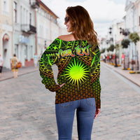 Polynesian Marshall Islands Personalised Off Shoulder Sweater - Reggae Vintage Polynesian Patterns - Polynesian Pride