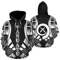 Vanuatu Polynesian Zip up Hoodie Black Tattoo Unisex Black - Polynesian Pride