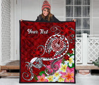 Tahiti Custom Personalised Premium Quilt - Turtle Plumeria (Red) - Polynesian Pride