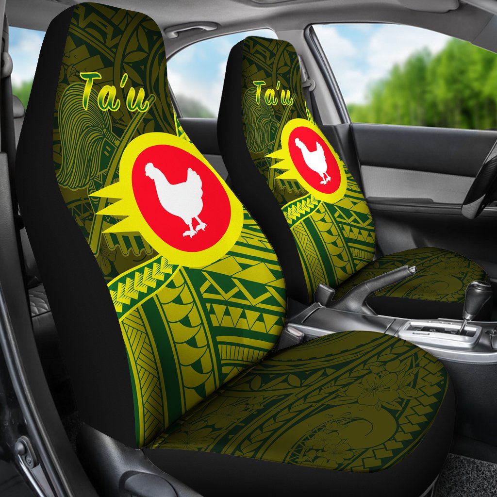 American Samoa Car Seat Covers - Manu'a Ta'u Polynesian Patterns Universal Fit Black - Polynesian Pride