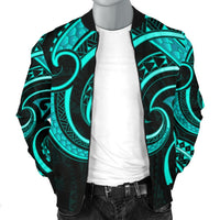 New Zealand Maori Mangopare Men Bomber Jacket Polynesian - Turquoise - Polynesian Pride