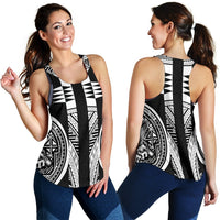 American Samoa Polynesian Women Racerback Tank - Black Armor Tattoo Black - Polynesian Pride