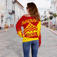 Hawaii Mauna Kea King Polynesian Women's Off Shoulder Sweater - Polynesian Pride