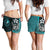 Yap Micronesia Women's Shorts Turquoise - Turtle With Hook Women Turquoise - Polynesian Pride