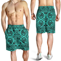 Polynesian Kakau Turtle Turquoise Men's Short - Polynesian Pride