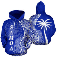 Samoa Polynesian Zip up Hoodie Coconut Tree Blue Unisex Blue - Polynesian Pride