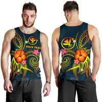 Polynesian Hawaii Personalised Men's Tank Top - Legend of Kanaka Maoli (Blue) - Polynesian Pride