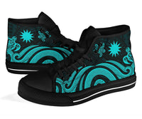 Nauru High Top Canvas Shoes - Turquoise Tentacle Turtle - Polynesian Pride