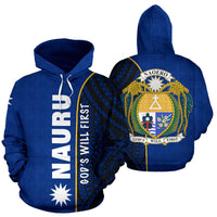 Nauru All Over Hoodie Micronesian Shoulder Style Unisex Blue - Polynesian Pride