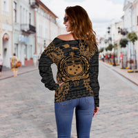 Samoa Polynesian Shoulder Sweater Map Gold - Polynesian Pride