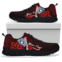 Northern Mariana Islands Polynesian Custom Personalised Sneakers - Coat Of Arm With Hibiscus - Polynesian Pride