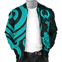 Pohnpei Micronesian Men Bomber Jacket - Turquoise Tentacle Turtle - Polynesian Pride