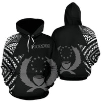 Pohnpei Pattern All Over Hoodie FSM Unisex Black - Polynesian Pride