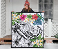 Fiji Polynesian Premium Quilt - Summer Plumeria (White) - Polynesian Pride