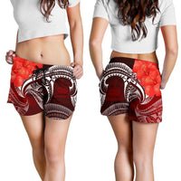 Samoa Women's Shorts - Samoa Seal Wave Style (Red) - Polynesian Pride