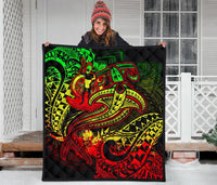 Vanuatu Polynesian Premium Quilt - Reggae Shark Polynesian Tattoo - Polynesian Pride