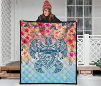 Hawaii Turtle Ohana Stary Night Hibiscus Premium Quilt - Polynesian Pride