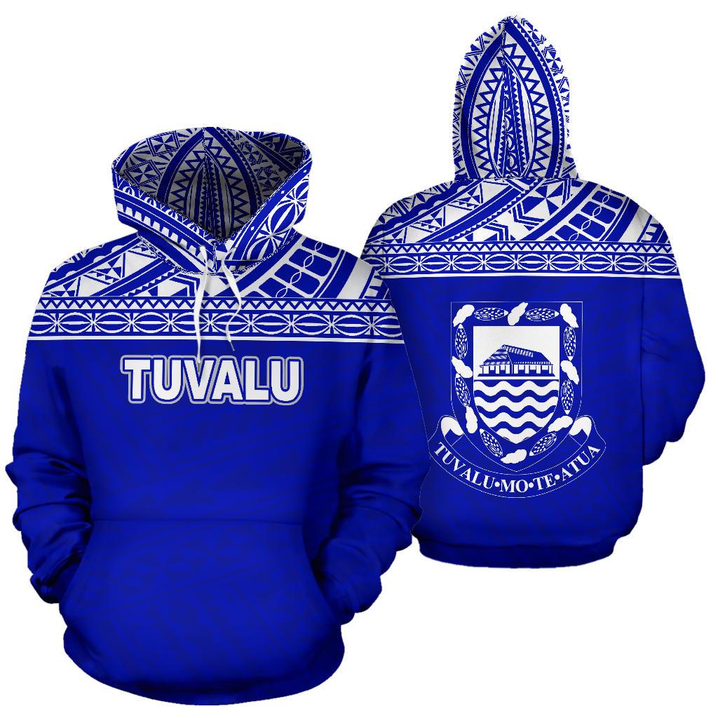 Tuvalu Polynesian Hoodie Horizontal Blue Unisex Blue - Polynesian Pride